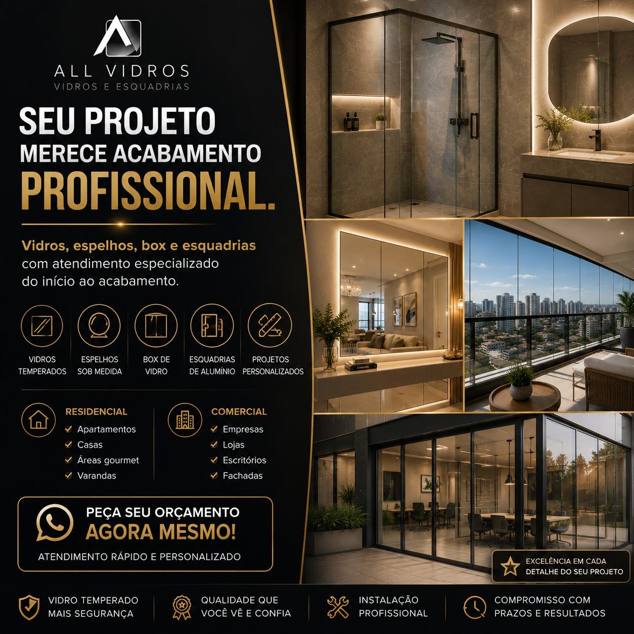 Projeto sofisticado em vidro da All Vidros